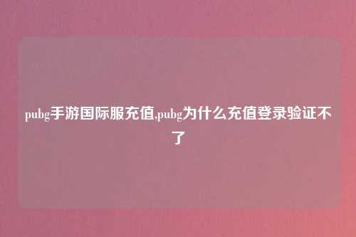 pubg手游国际服充值,pubg为什么充值登录验证不了