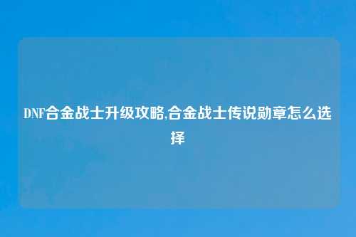 DNF合金战士升级攻略,合金战士传说勋章怎么选择