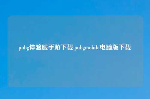 pubg体验服手游下载,pubgmobile电脑版下载