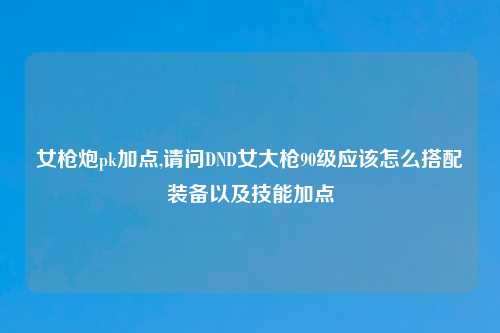 女枪炮pk加点,请问DND女大枪90级应该怎么搭配装备以及技能加点