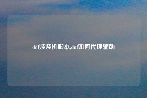 dnf娃娃机脚本,dnf如何代理辅助