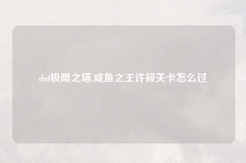 dnf极限之塔,咸鱼之王许筱关卡怎么过