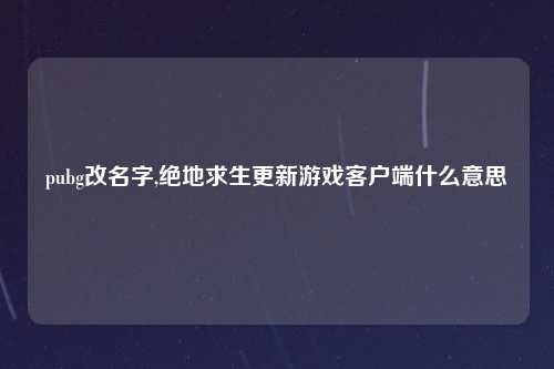 pubg改名字,绝地求生更新游戏客户端什么意思