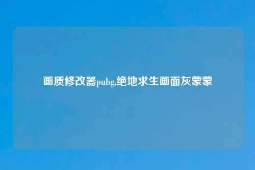 画质修改器pubg,绝地求生画面灰蒙蒙