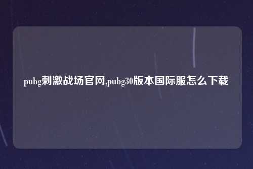 pubg刺激战场官网,pubg30版本国际服怎么下载