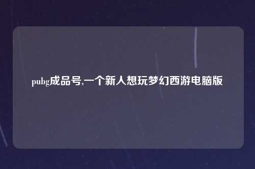 pubg成品号,一个新人想玩梦幻西游电脑版
