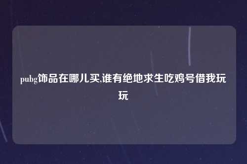 pubg饰品在哪儿买,谁有绝地求生吃鸡号借我玩玩