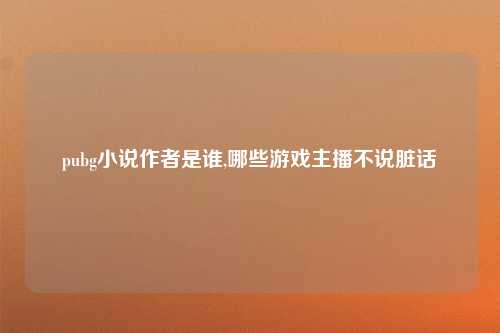 pubg小说作者是谁,哪些游戏主播不说脏话