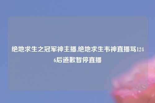 绝地求生之冠军神主播,绝地求生韦神直播骂1246后道歉暂停直播