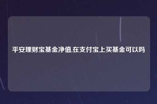 平安理财宝基金净值,在支付宝上买基金可以吗