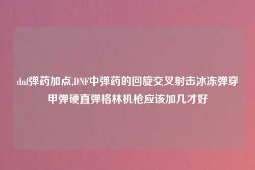 dnf弹药加点,DNF中弹药的回旋交叉射击冰冻弹穿甲弹硬直弹格林机枪应该加几才好