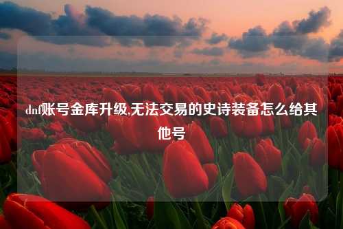 dnf账号金库升级,无法交易的史诗装备怎么给其他号