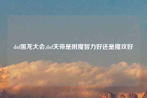 dnf黑龙大会,dnf天帝是附魔智力好还是魔攻好