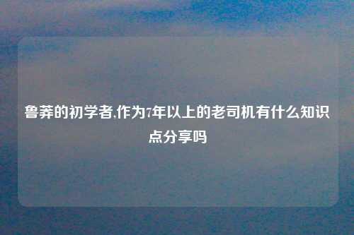 鲁莽的初学者,作为7年以上的老司机有什么知识点分享吗