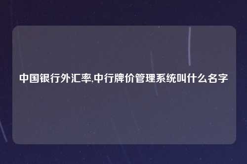中国银行外汇率,中行牌价管理系统叫什么名字