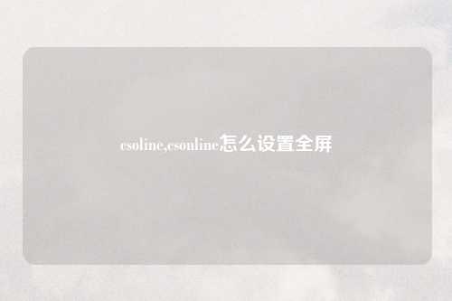 csoline,csonline怎么设置全屏
