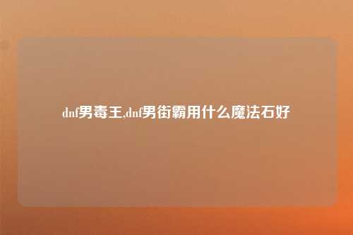 dnf男毒王,dnf男街霸用什么魔法石好