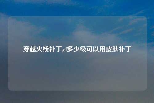 穿越火线补丁,cf多少级可以用皮肤补丁