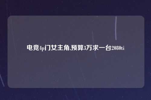 电竞4p门女主角,预算3万求一台2080ti