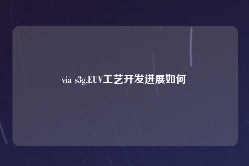 via s3g,EUV工艺开发进展如何