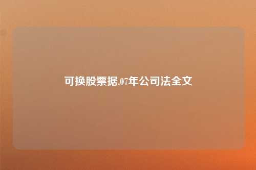 可换股票据,07年公司法全文