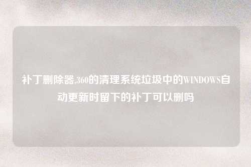 补丁删除器,360的清理系统垃圾中的WINDOWS自动更新时留下的补丁可以删吗