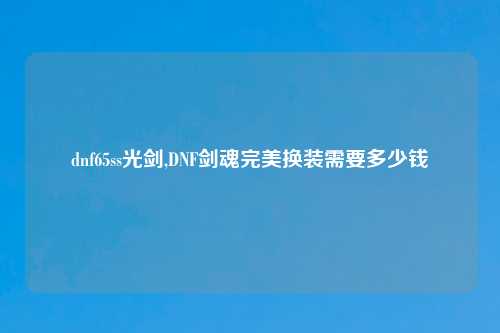 dnf65ss光剑,DNF剑魂完美换装需要多少钱