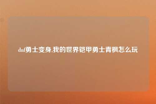 dnf勇士变身,我的世界铠甲勇士青枫怎么玩