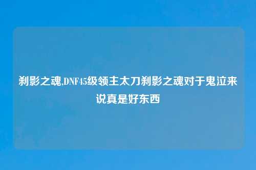 刹影之魂,DNF45级领主太刀刹影之魂对于鬼泣来说真是好东西