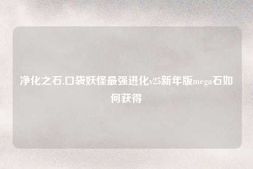 净化之石,口袋妖怪最强进化v25新年版mega石如何获得