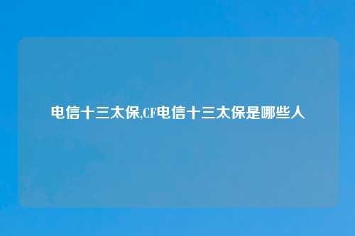 电信十三太保,CF电信十三太保是哪些人