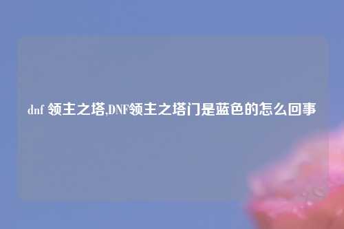 dnf 领主之塔,DNF领主之塔门是蓝色的怎么回事