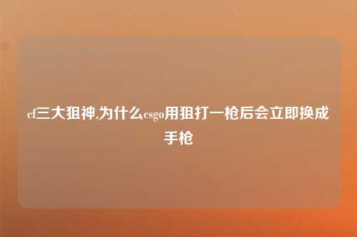 cf三大狙神,为什么csgo用狙打一枪后会立即换成手枪