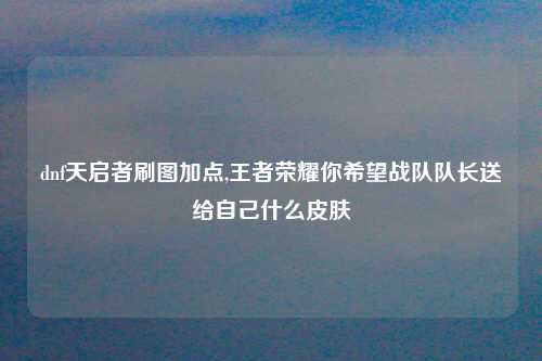 dnf天启者刷图加点,王者荣耀你希望战队队长送给自己什么皮肤