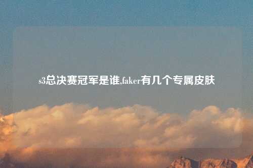 s3总决赛冠军是谁,faker有几个专属皮肤