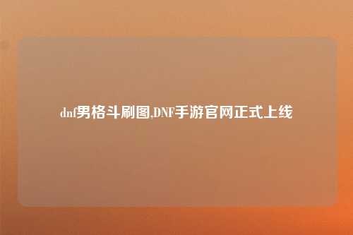 dnf男格斗刷图,DNF手游官网正式上线