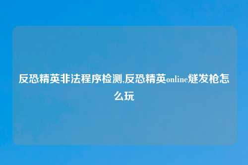 反恐精英非法程序检测,反恐精英online燧发枪怎么玩