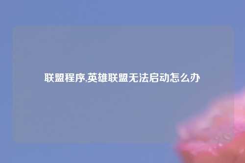 联盟程序,英雄联盟无法启动怎么办