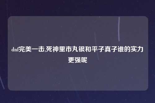 dnf完美一击,死神里市丸银和平子真子谁的实力更强呢