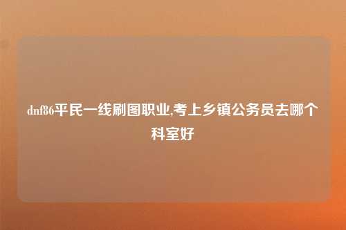 dnf86平民一线刷图职业,考上乡镇公务员去哪个科室好