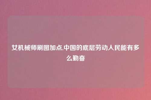 女机械师刷图加点,中国的底层劳动人民能有多么勤奋