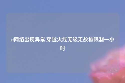 cf网络出现异常,穿越火线无缘无故被限制一小时