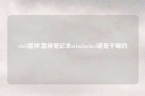 cfm4雷神,雷神笔记本m1m2m3m4键是干嘛的