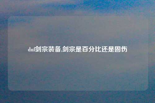 dnf剑宗装备,剑宗是百分比还是固伤