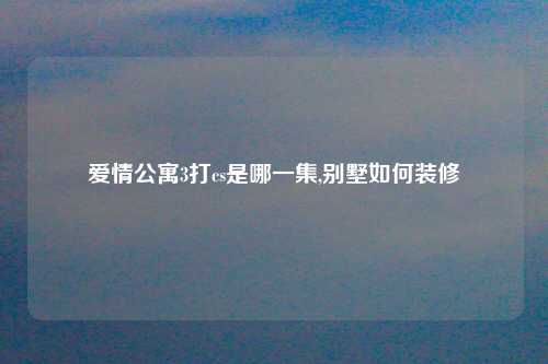 爱情公寓3打cs是哪一集,别墅如何装修