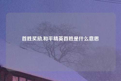 首胜奖励,和平精英首胜是什么意思
