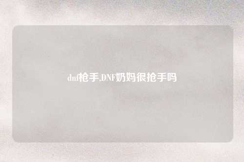 dnf枪手,DNF奶妈很抢手吗