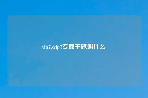 vip7,svip7专属主题叫什么