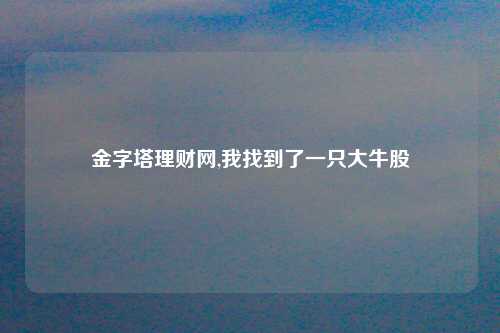 金字塔理财网,我找到了一只大牛股
