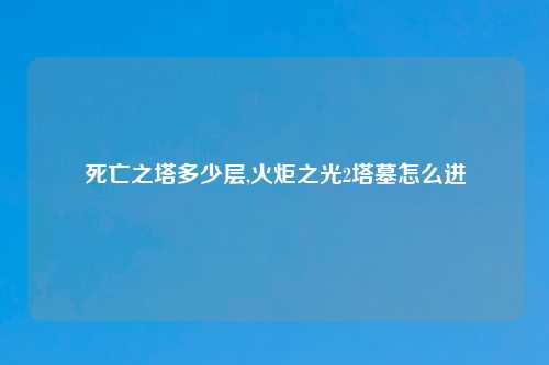 死亡之塔多少层,火炬之光2塔墓怎么进